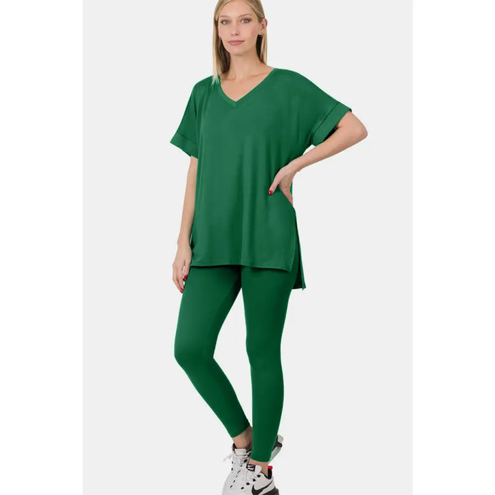 Lucky Luxe Lounge Set in Dark Green – Effortless Comfort