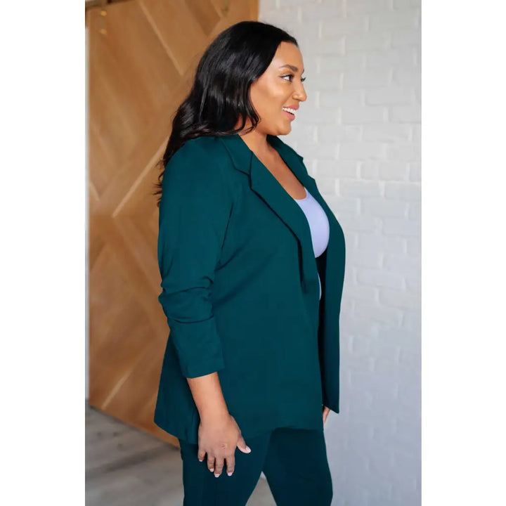 Magic 3/4 Sleeve Blazer in Hunter Green - Layers