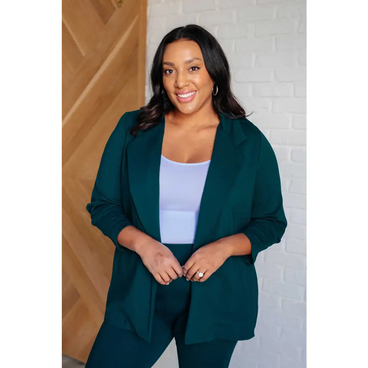 Magic 3/4 Sleeve Blazer in Hunter Green - Layers