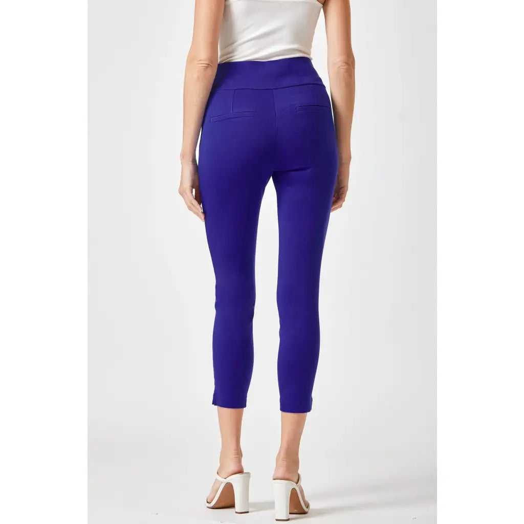 Our Magic Ankle Crop Skinny Pants feature a high rise slim fit in ponte knit. The stretchy pull-on design elastic