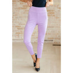 Our Magic Ankle Crop Skinny Pants feature a high rise slim fit in ponte knit. The stretchy pull-on design elastic