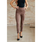 Our Magic Ankle Crop Skinny Pants feature a high rise slim fit in ponte knit. The stretchy pull-on design elastic