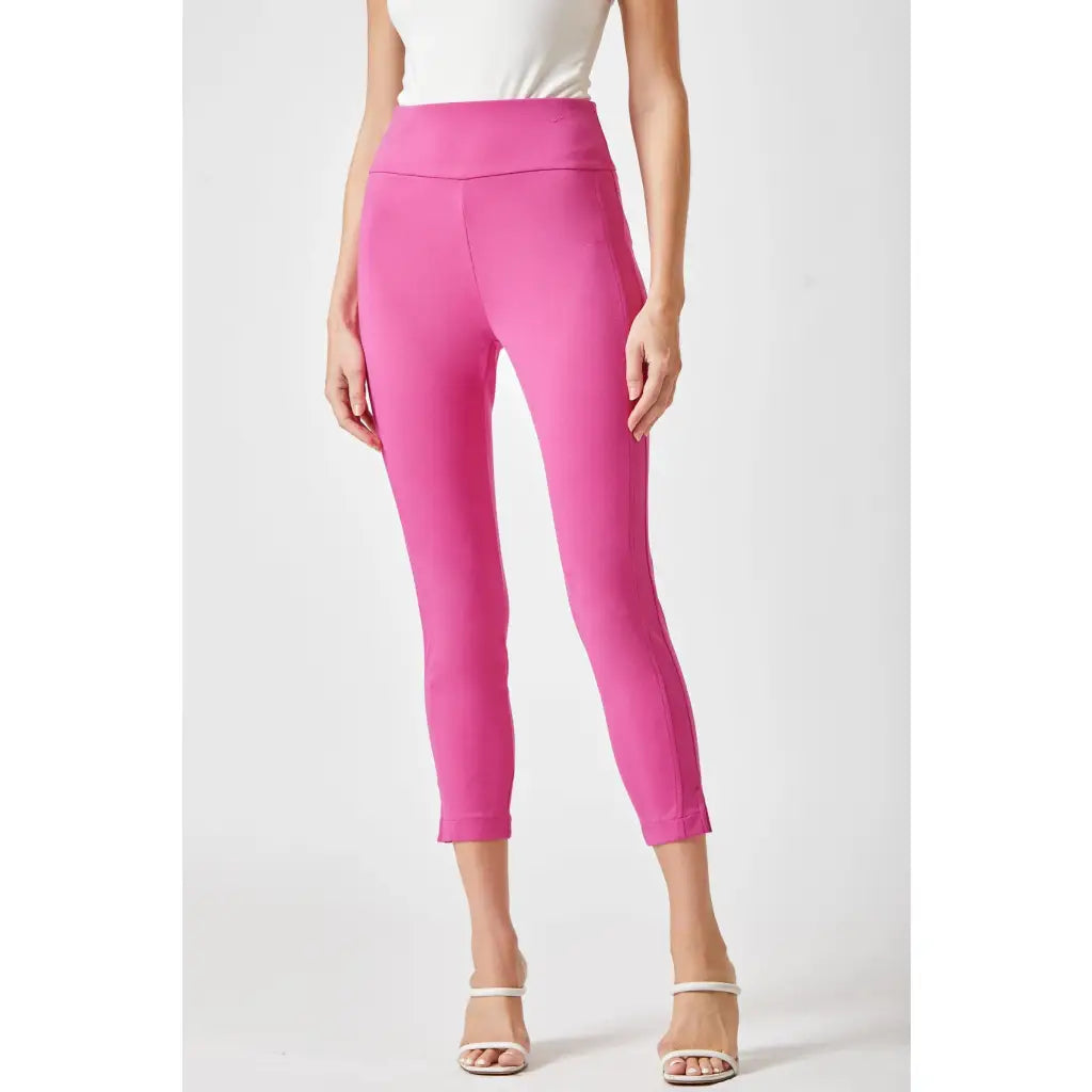 Our Magic Ankle Crop Skinny Pants feature a high rise slim fit in ponte knit. The stretchy pull-on design elastic