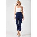 Our Magic Ankle Crop Skinny Pants feature a high rise slim fit in ponte knit. The stretchy pull-on design elastic