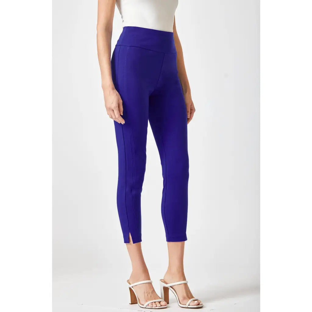 Our Magic Ankle Crop Skinny Pants feature a high rise slim fit in ponte knit. The stretchy pull-on design elastic