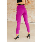 Our Magic Ankle Crop Skinny Pants feature a high rise slim fit in ponte knit. The stretchy pull-on design elastic