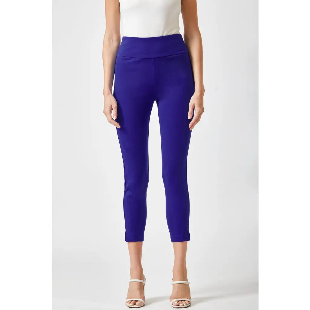 Our Magic Ankle Crop Skinny Pants feature a high rise slim fit in ponte knit. The stretchy pull-on design elastic