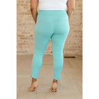 Our Magic Ankle Crop Skinny Pants feature a high rise slim fit in ponte knit. The stretchy pull-on design elastic