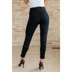 Our Magic Ankle Crop Skinny Pants feature a high rise slim fit in ponte knit. The stretchy pull-on design elastic