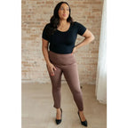 Our Magic Ankle Crop Skinny Pants feature a high rise slim fit in ponte knit. The stretchy pull-on design elastic