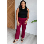 Our Magic Straight Leg Pants in Wine are made with a soft ponte knit fabric for ultimate comfort. These stretchy slim