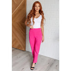 Our Magic Straight Pants in Hot Pink are made with a stretchy ponte knit fabric. These pull on straight leg pants