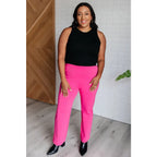 Our Magic Straight Pants in Hot Pink are made with a stretchy ponte knit fabric. These pull on straight leg pants