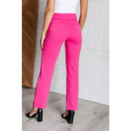 Our Magic Straight Pants in Hot Pink are made with a stretchy ponte knit fabric. These pull on straight leg pants