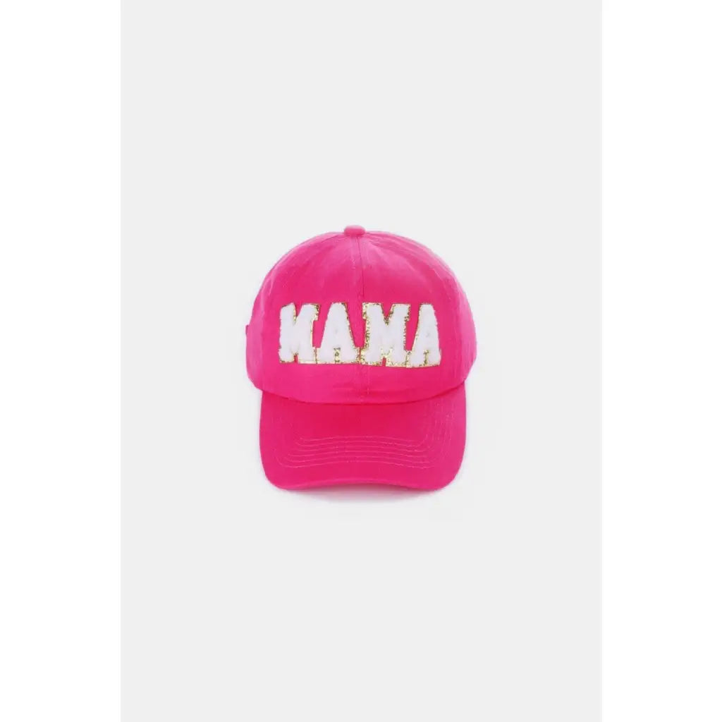 Stay stylish with the MAMA Chenille Patch Baseball Cap featuring a cozy chenille patch and adjustable fit. Perfect