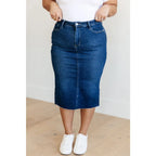 Get ready to rock your denim look with our Marcy High Rise Denim Midi Skirt from Judy Blue! With a flattering high rise