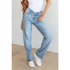 Get ready to redefine your denim game with our Mildred High Rise V Front Waistband Straight Jeans from Judy Blue!