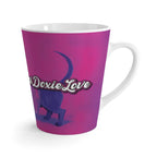 12 oz latte mug with Roxy Roo in purple. Boutique dachshund bold color. Microwave and dishwasher safe. Ships 4 to 8