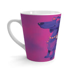 12 oz latte mug with Roxy Roo in purple. Boutique dachshund bold color. Microwave and dishwasher safe. Ships 4 to 8
