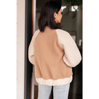 Stay warm and stylish in our Mocha Latte Bomber Jacket. Soft Sherpa fleece with plus size fit for the perfect cozy