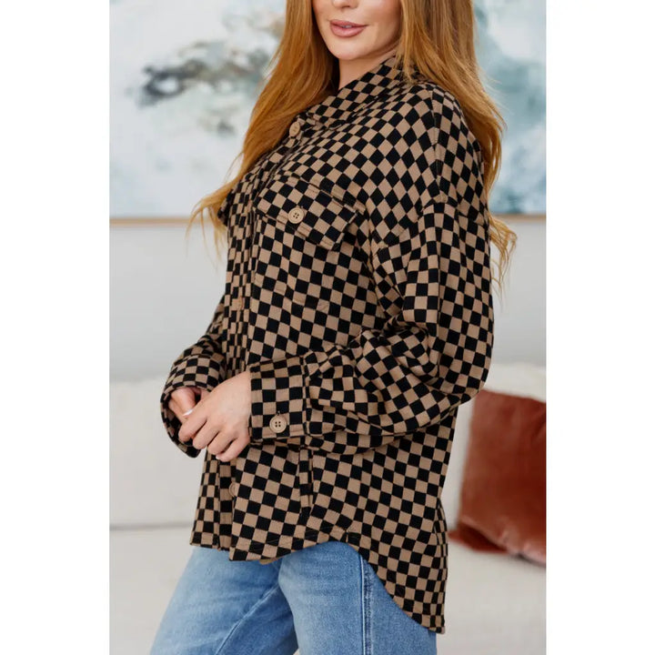 Mocha Latte Checkered Shacket – Cozy Chic and Caffeinated