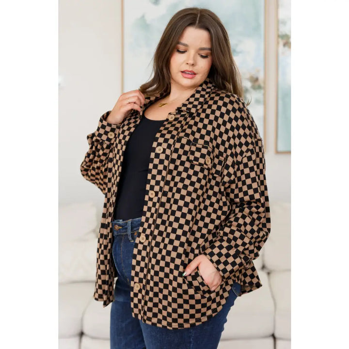 Mocha Latte Checkered Shacket – Cozy Chic and Caffeinated