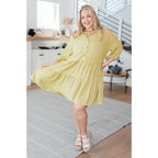 Boujee tiered muted honey mini dress with puff sleeves and pockets. Flowy flattering plus size curvy friendly. Ships