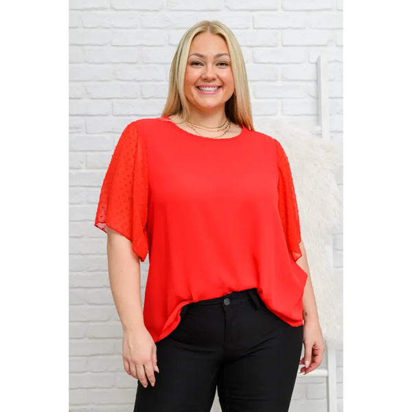 My Love Short Sleeve Blouse In Red - Womens