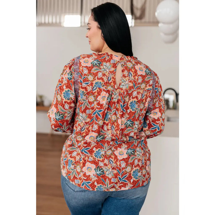 Neutral Floral Delight Blouse - Blouses