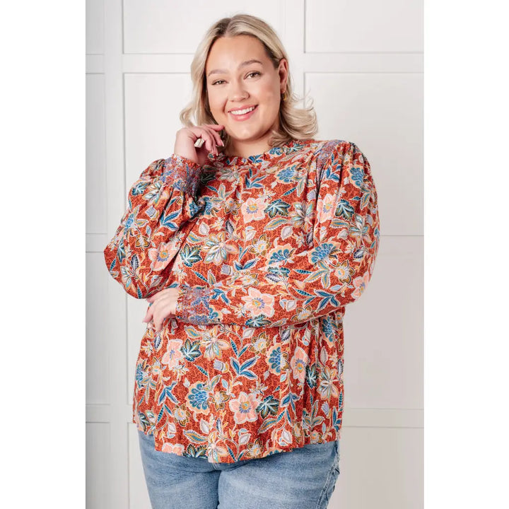 Neutral Floral Delight Blouse - Blouses