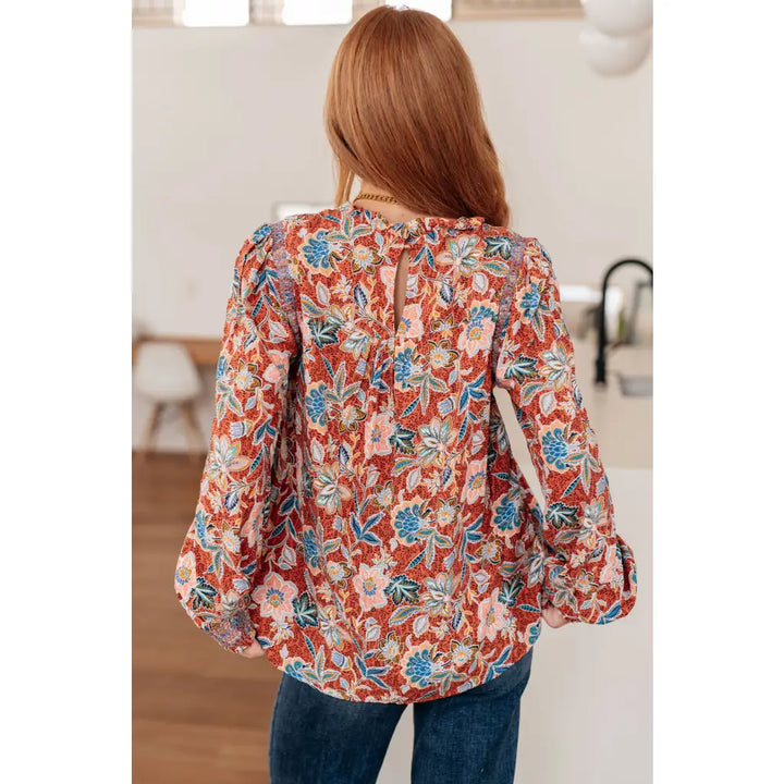 Neutral Floral Delight Blouse - Blouses