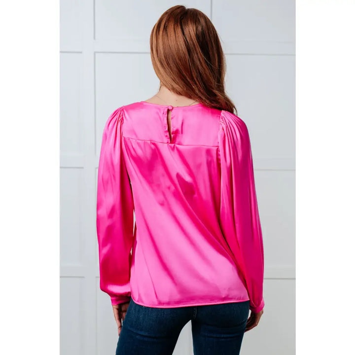 Not Exaggerating Satin Puff Sleeve Blouse - Blouses