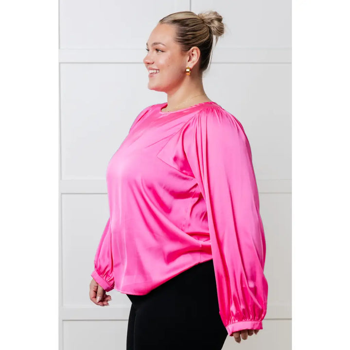 Not Exaggerating Satin Puff Sleeve Blouse - Blouses