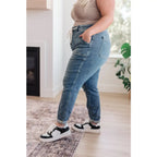 Experience the perfect fit and style in our Payton Pull On Denim Joggers from Judy Blue! Made with a high rise zero