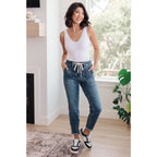 Experience the perfect fit and style in our Payton Pull On Denim Joggers from Judy Blue! Made with a high rise zero