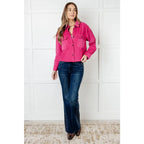 This Perfect Pop of Pink Corduroy Jacket is a quick and easy way to update your look! Great for layering