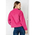This Perfect Pop of Pink Corduroy Jacket is a quick and easy way to update your look! Great for layering