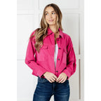 This Perfect Pop of Pink Corduroy Jacket is a quick and easy way to update your look! Great for layering