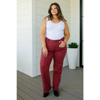 Introducing our Phoebe High Rise Judy Blue Burgundy Jeans! Designed with a flattering center front seam and comfortable