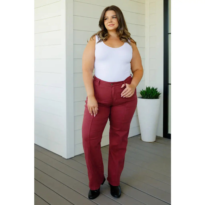 Phoebe High Rise Judy Blue Burgundy Jeans - Womens