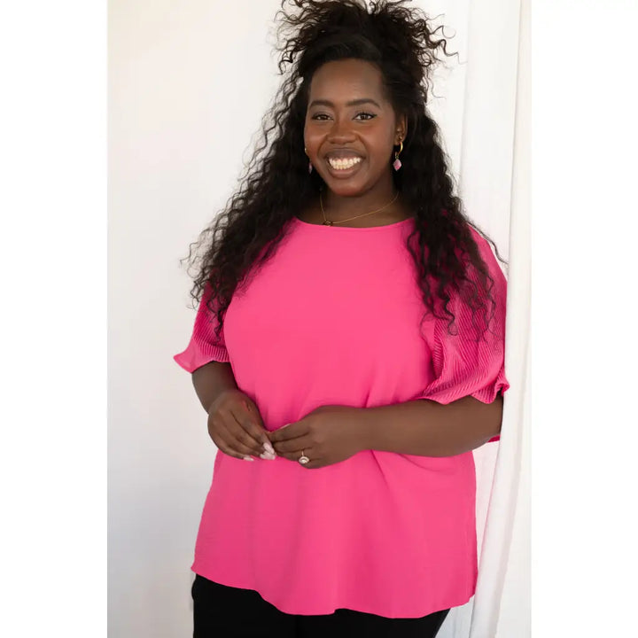 Pink and Perfect Ruffle Sleeve Top - Womens