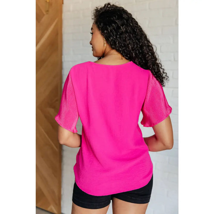 Pink and Perfect Ruffle Sleeve Top - Womens