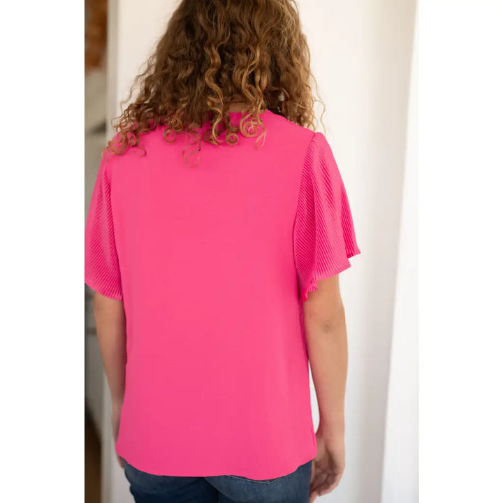 Pink and Perfect Ruffle Sleeve Top - Womens