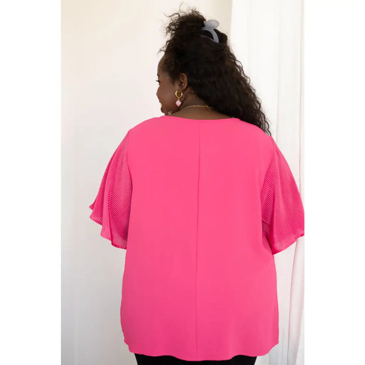 Pink and Perfect Ruffle Sleeve Top - Womens