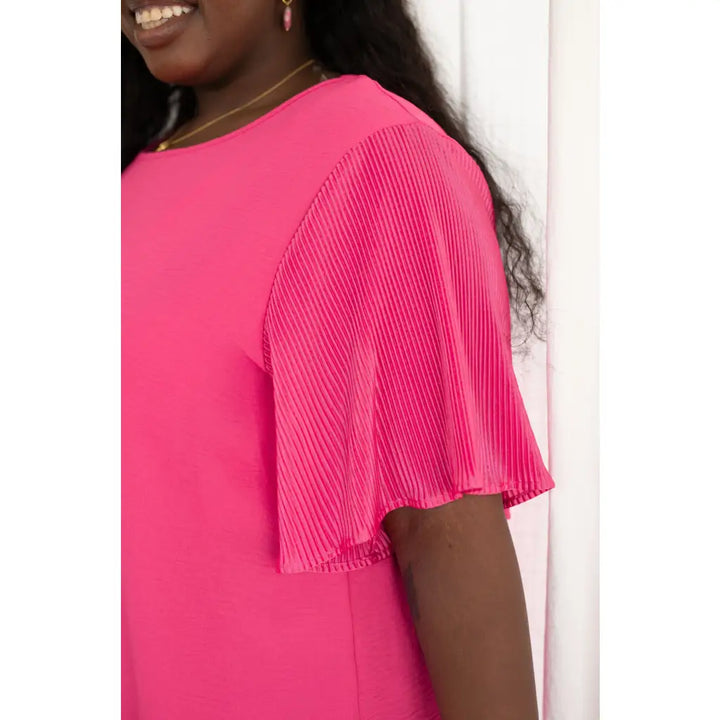 Pink and Perfect Ruffle Sleeve Top - Womens