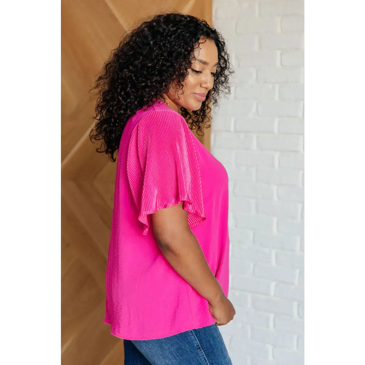 Pink and Perfect Ruffle Sleeve Top - Womens