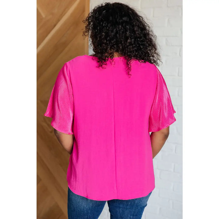 Pink and Perfect Ruffle Sleeve Top - Womens