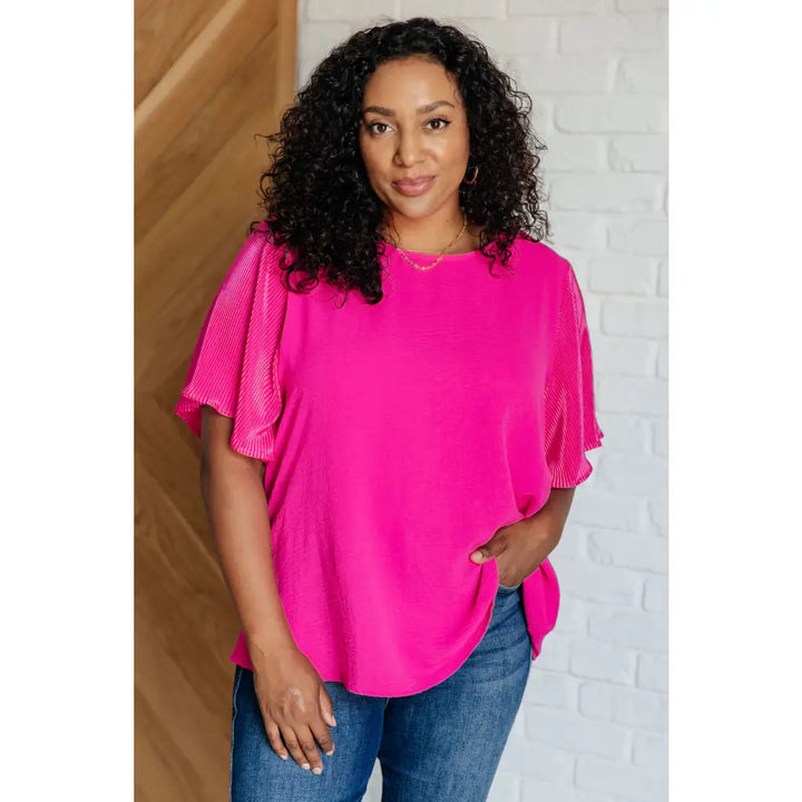 Pink and Perfect Ruffle Sleeve Top - Womens