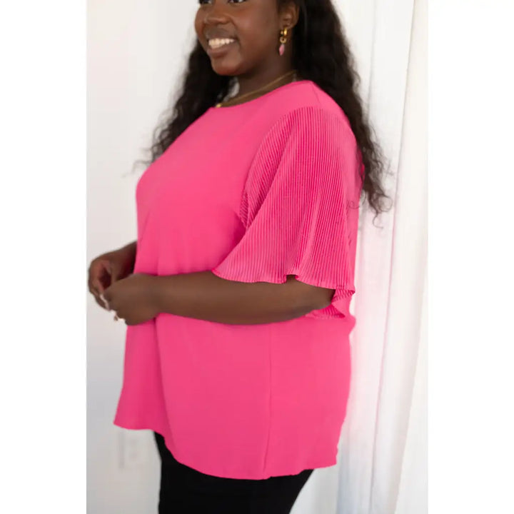 Pink and Perfect Ruffle Sleeve Top - Womens