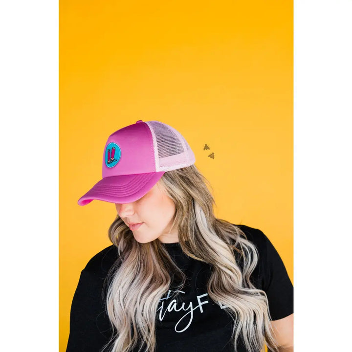 Pink Boots Pony Tail Trucker Cap - TRUCKER STYLE PONYTAIL